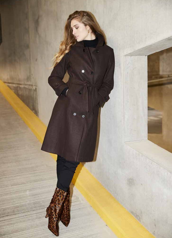 Dark Chocolate Brown Wool Trench Coat | Dawson Boutique